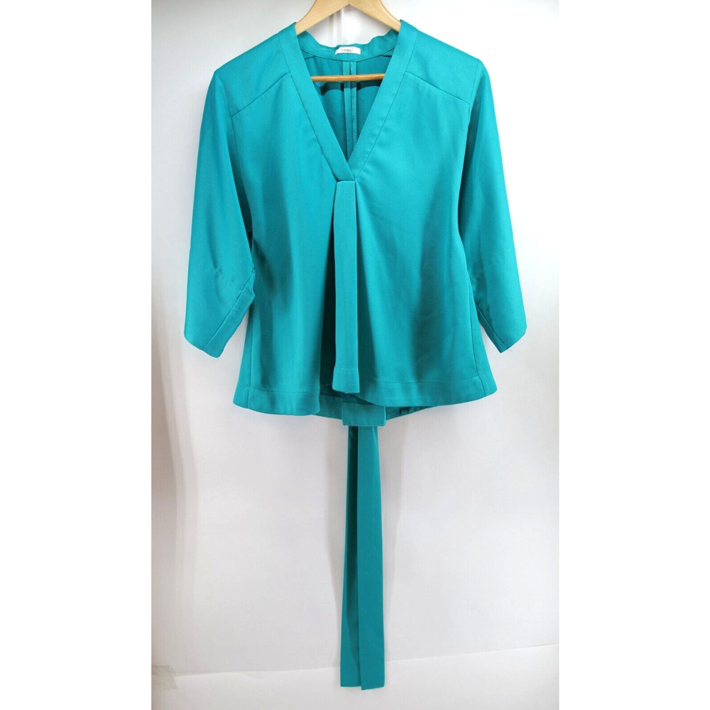 Tome Women Blouse Shirt Tie Waist‎ Small Green Top